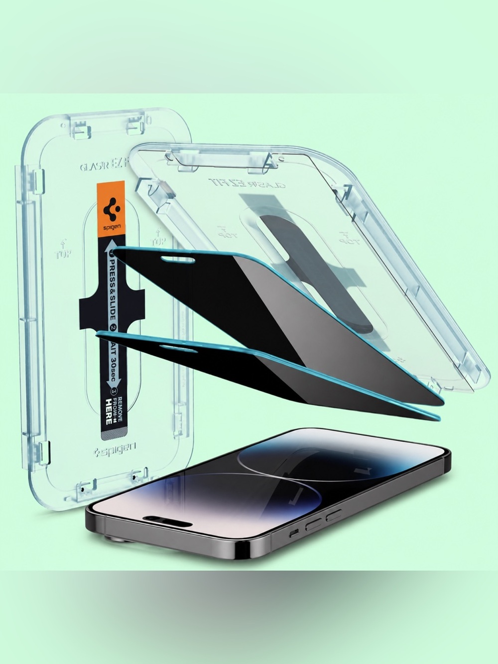 NWT SPIGEN TEMPERED GLASS PRIVACY SCREEN PROTECTORS - FOR iPHONE 14 PRO - 2 PACK
